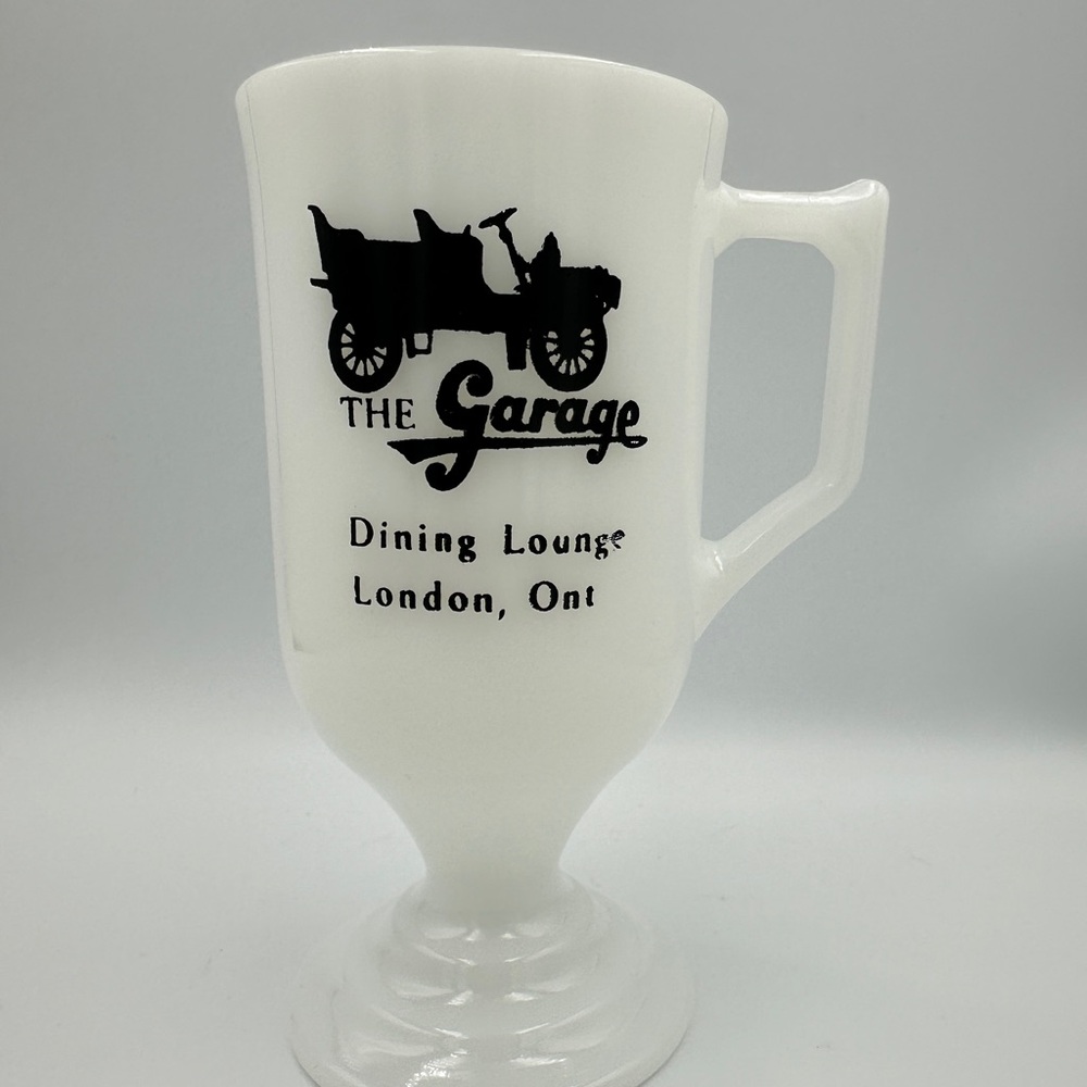 Vintage milk glass mug from The Garage Dining Lounge - London, ON